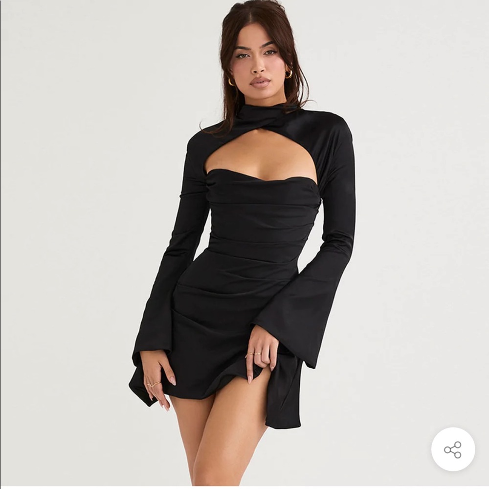 NWT Cutout High Neck Satin Mini Dress in White